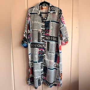 Newspaper Print Midi Dress